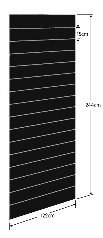 Μαύρο Πάνελ Slat 122x244cm - με 15 Πηχάκια Αλουμινίου ανά 15cm